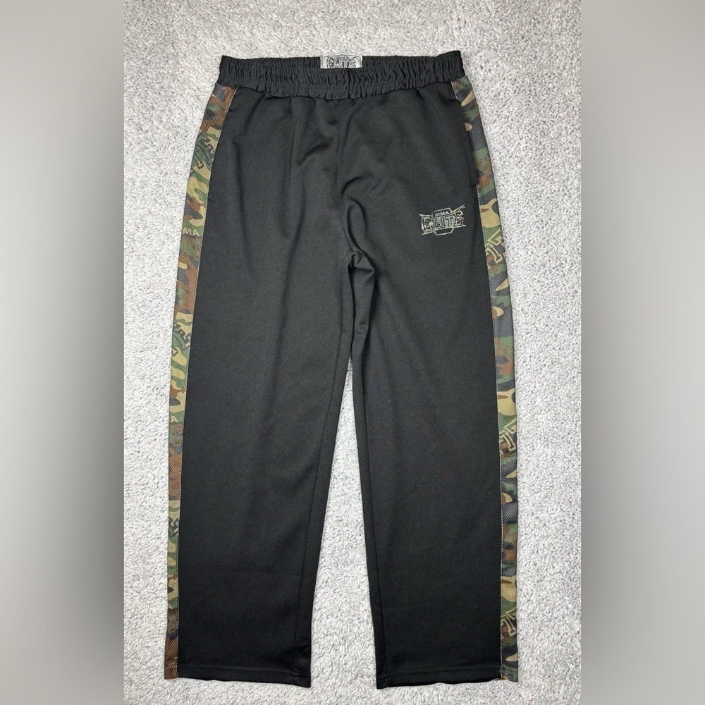 MMA Elite Pants Mens Large Camouflage Warm Ups Training Gym Fitness Lifting Camo